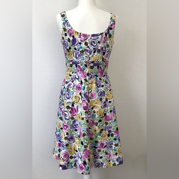 Donna Ricco Multi Color Abstract Floral Flowers Sleeveless Dress - Picture 2 of 10